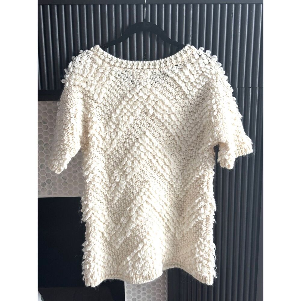 Lou & Grey Cream Popcorn Chevron Knit Cozy Sweater M Use code with caution.